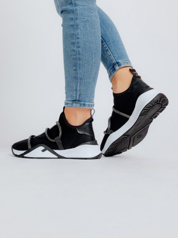Pantofi sport material textil negru cu banda spirala pietricele BS041PSRO2301526 3