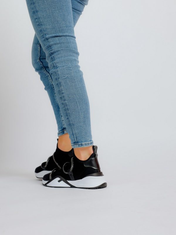 Pantofi sport material textil negru cu banda spirala pietricele BS041PSRO2301526 4