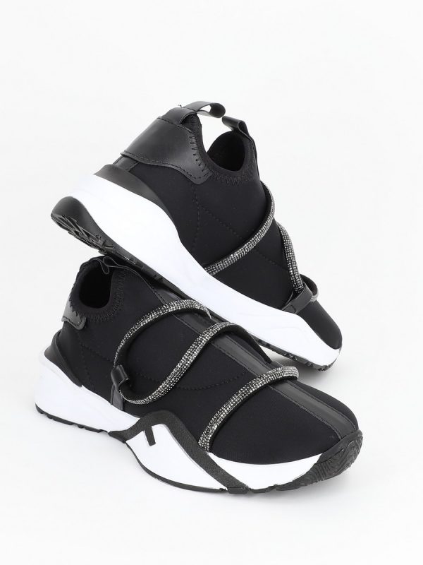 Pantofi sport material textil negru cu banda spirala pietricele BS041PSRO2301526 8