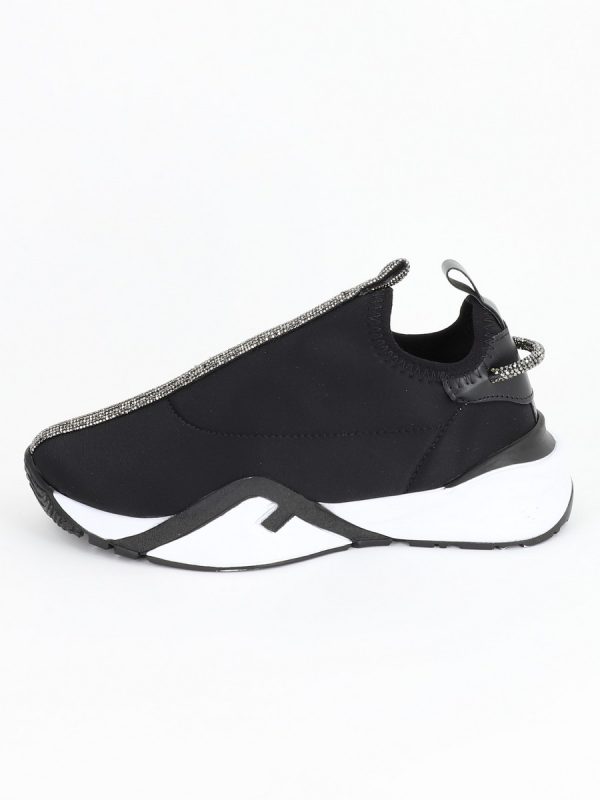 Incaltaminte Dama - Pantofi sport material textil negru cu elemente design banda cu pietricele BS043PSRO2301521