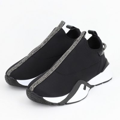 Pantofi sport material textil negru cu elemente design banda cu pietricele BS043PSRO2301521