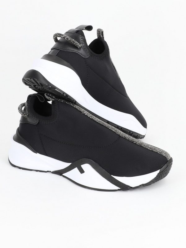 Pantofi sport material textil negru cu elemente design banda cu pietricele BS043PSRO2301521 4