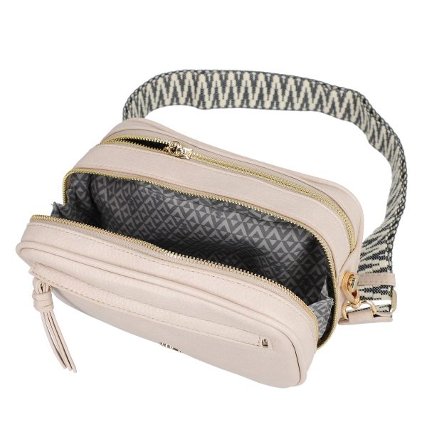 Poseta femei casual bej de umar cu doua compartimente Lulu Castagnette BS23015CA230291 3