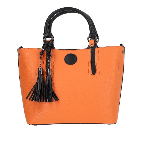 Set geanta dama casual cu portofel din piele ecologica texturata portocaliu BS33SET2302341 4