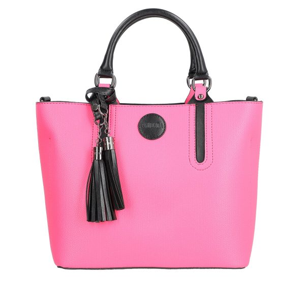 Set geanta dama casual cu portofel din piele ecologica texturata roz BS33SET2302344 6