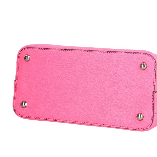 Set geanta dama casual cu portofel din piele ecologica texturata roz BS33SET2302344 8