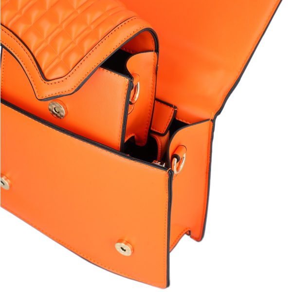 Set geanta dama casual cu gentuta portocaliu cu maner TurboBags BS8783CA2301219 3