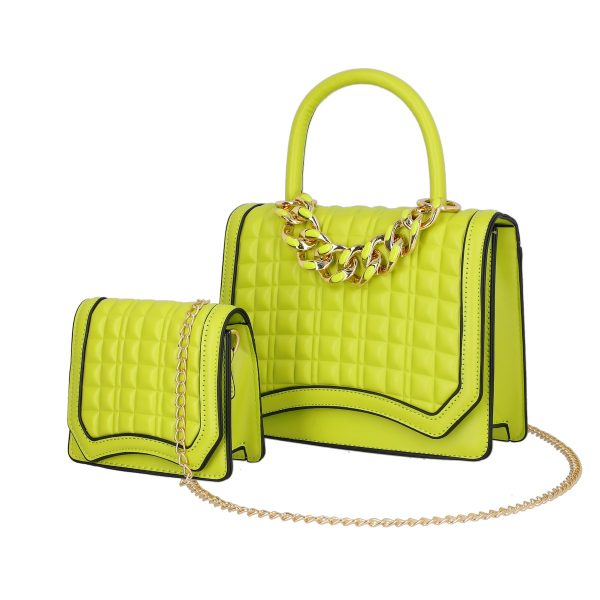 Geanta Alba - Set geanta dama casual cu gentuta verde lemon cu maner TurboBags BS8783CA2301221
