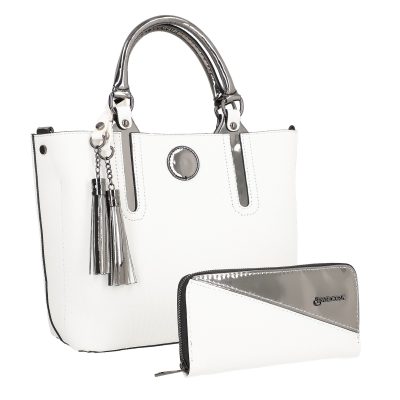 Geanta Alba - Set geanta dama casual cu portofel din piele ecologica alb BS33SET2302335