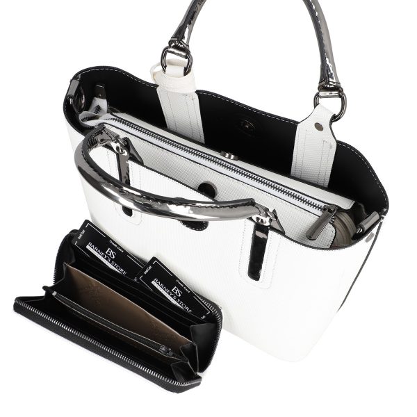Set geanta dama casual cu portofel din piele ecologica alb BS33SET2302335 3