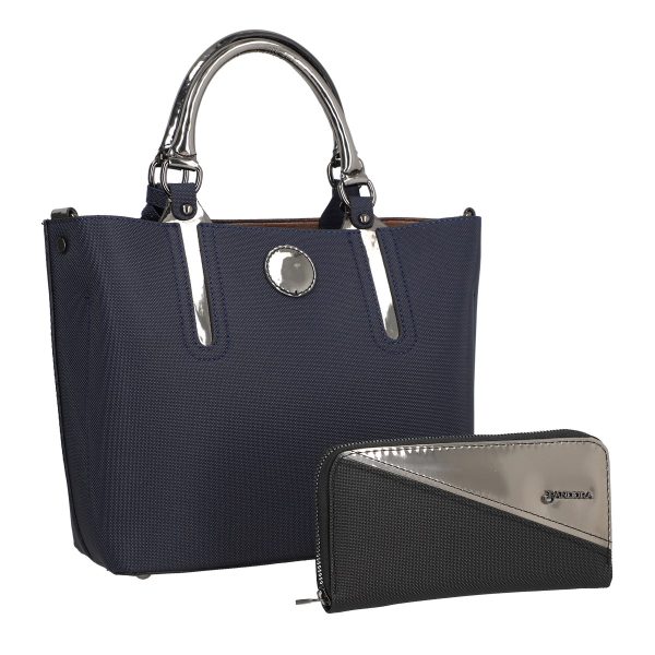 Geanta Bleumarin - Set geanta dama casual cu portofel din piele ecologica bleumarin BS33SET2302336