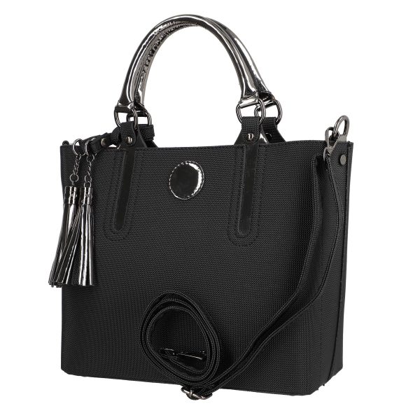 Set geanta dama casual cu portofel din piele ecologica negru BS33SET2302331 4