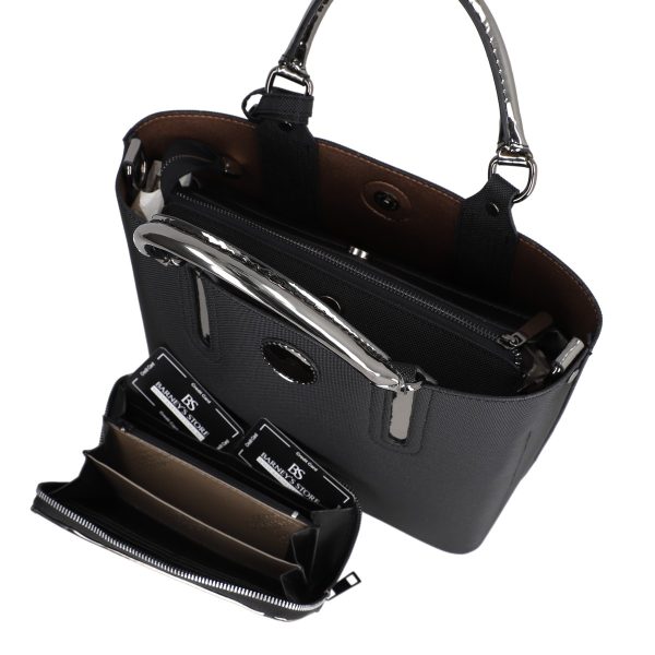 Set geanta dama casual cu portofel din piele ecologica negru BS33SET2302331 3