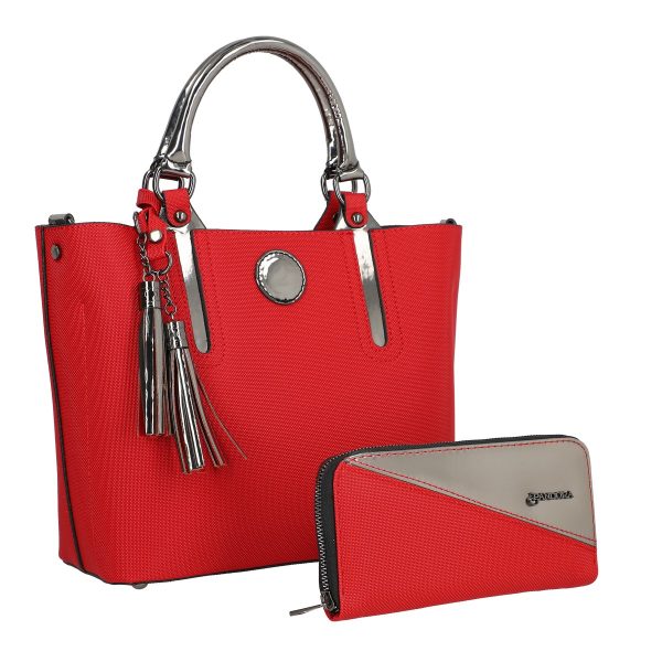 Geanta Rosie - Set geanta dama casual cu portofel din piele ecologica rosu BS33SET2302338