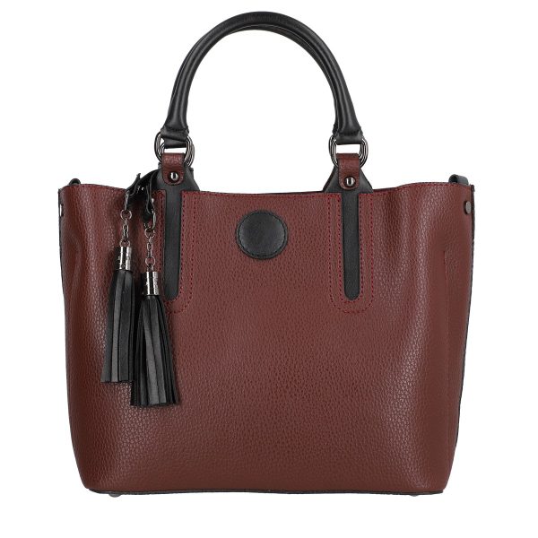 Set geanta dama casual cu portofel din piele ecologica texturata visiniu BS33SET2302340 4