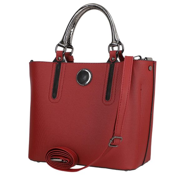Set geanta dama casual cu portofel din piele ecologica visiniu BS33SET2302334 6