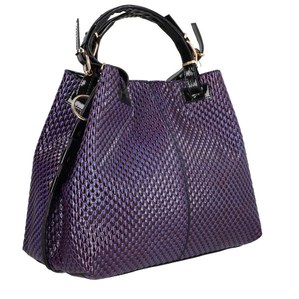 Set geanta dama cu portofel casual mov din piele ecologica cu doua compartimente BS22SET2302324 4
