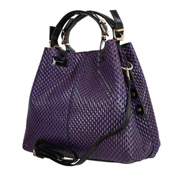 Set geanta dama cu portofel casual mov din piele ecologica cu doua compartimente BS22SET2302324 5