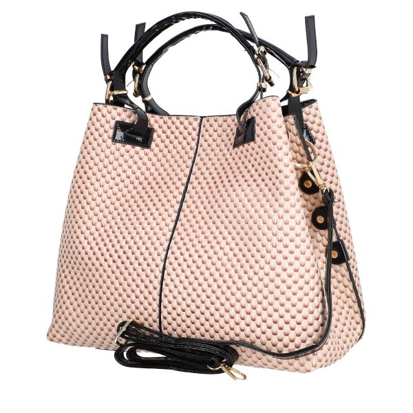 Set geanta dama cu portofel casual roz din piele ecologica cu doua compartimente BS22SET2302326 5