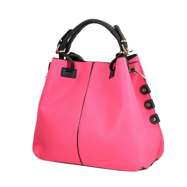 Set geanta dama cu portofel casual roz din piele ecologica cu doua compartimente BS22SET2302327 6