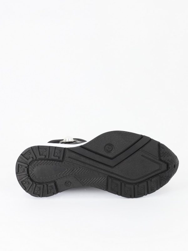 Sneakers high top material textil negru design banda cu pietricele BS033PSRO2301545 4