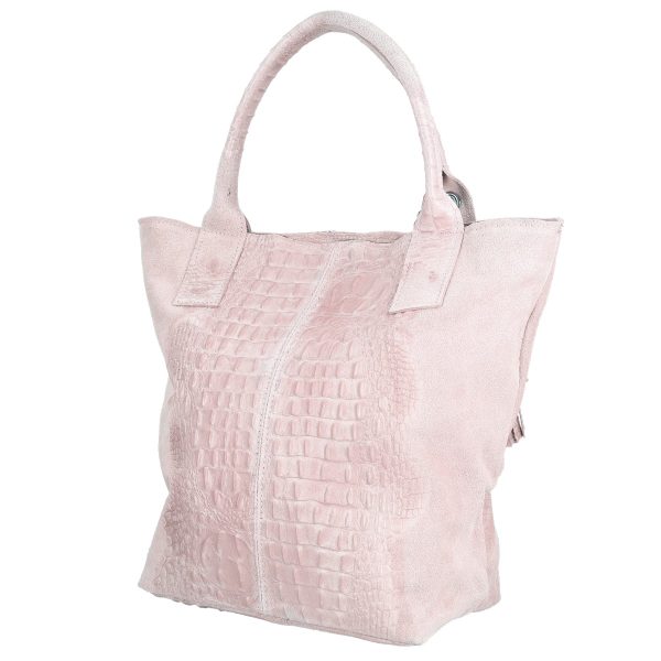 Geanta din piele naturala Shopper roz breloc cu buzunar Laura Biaggi BS0201SH2303023 4
