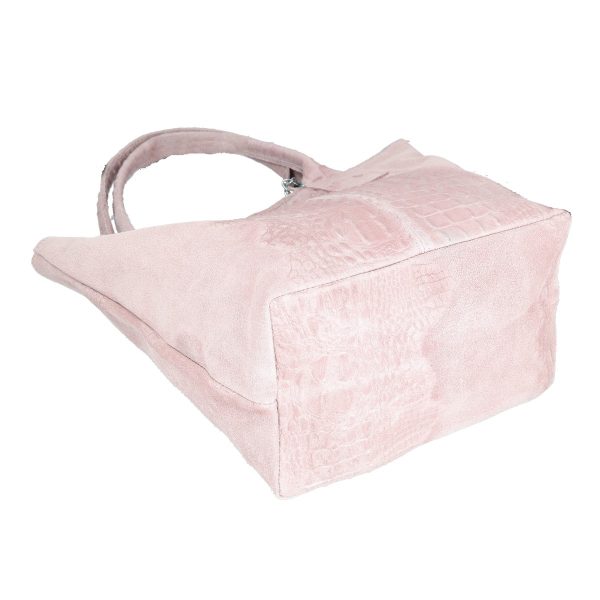Geanta din piele naturala Shopper roz breloc cu buzunar Laura Biaggi BS0201SH2303023 5