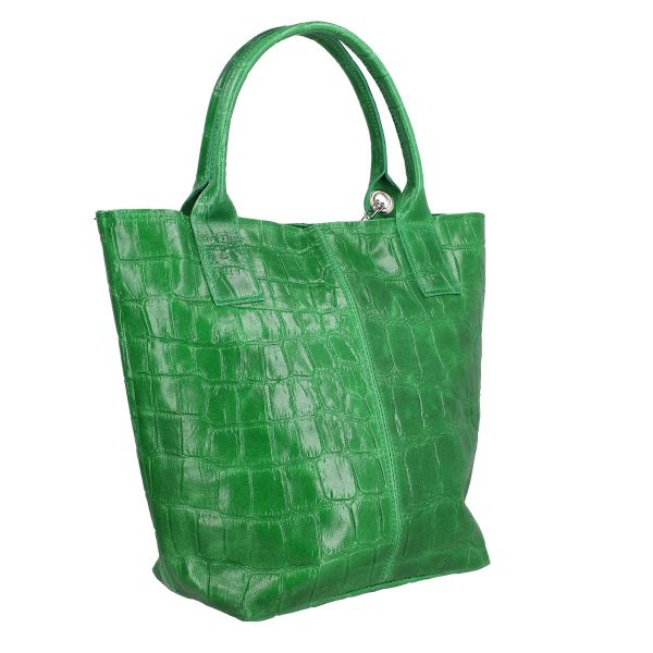 Geanta Dama din Piele Naturala Texturata Shopper Verde, Breloc cu Buzunar - Laura Biaggi BS0201SH2303025 7