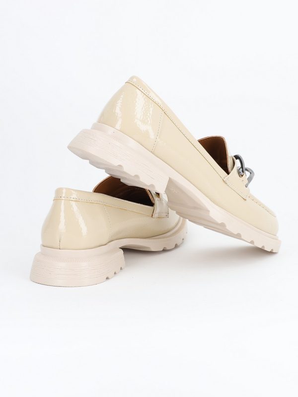 Pantofi Loafers Dama, Piele Eco, Bej, Varf Rotund - BS702PC2302210 3