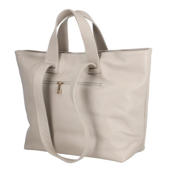Geanta dama Shopper din piele naturala texturata bej de umar Laura Biaggi BS54124SH2303059 8