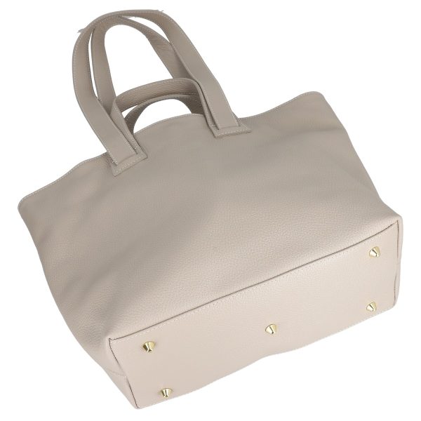 Geanta dama Shopper din piele naturala texturata bej de umar Laura Biaggi BS54124SH2303059 9