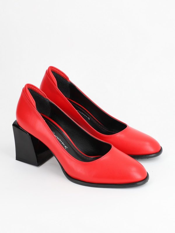 Pantofi Rosii Dama cu Toc, Piele Eco, cu Varf Rotund - BS612PT2302204 6