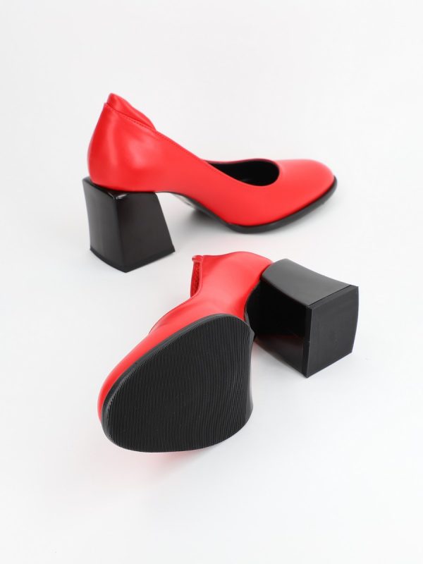 Pantofi Rosii Dama cu Toc, Piele Eco, cu Varf Rotund - BS612PT2302204 6