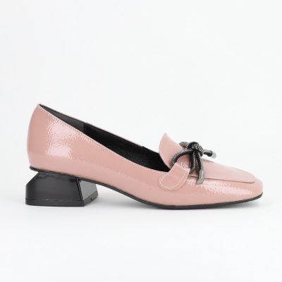 Incaltaminte Dama - Pantofi cu Toc Mic Eleganti din Piele Eco, Roz - BS214PTNI2302202