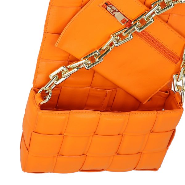 Poseta casual femei din piele ecologica portocaliu intretesuta cu un compartiment BS1004CA2303011 4