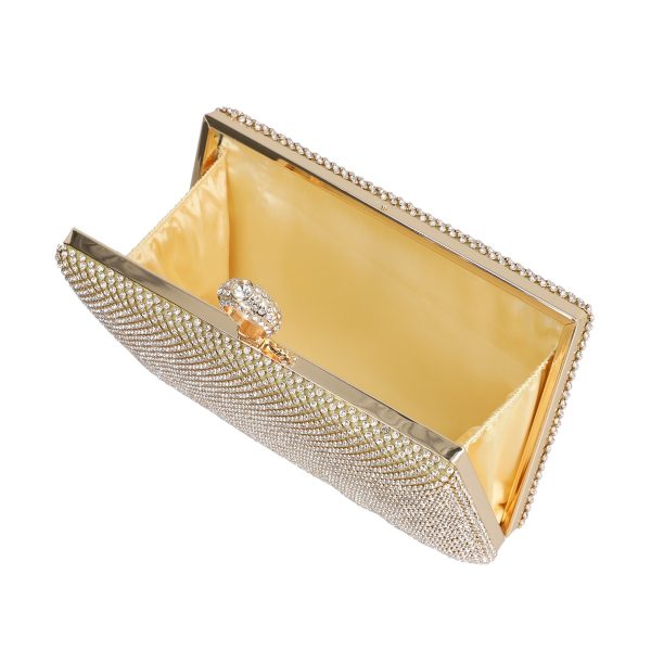 Geanta de dama din material sintetic auriu model zale cu cristale inchidere accesoriu metalic BS8080Z2304021 5