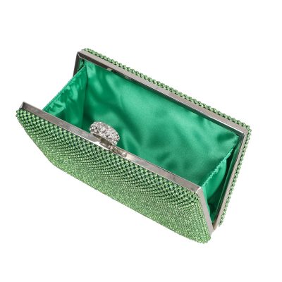 Geanta de dama din material sintetic verde model zale cu cristale inchidere accesoriu metalic BS8080Z2304022