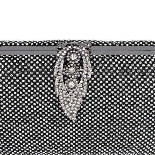 Geanta de evenimente material sintetic cu cristale și rama metalica negru BS4164V2304001 7
