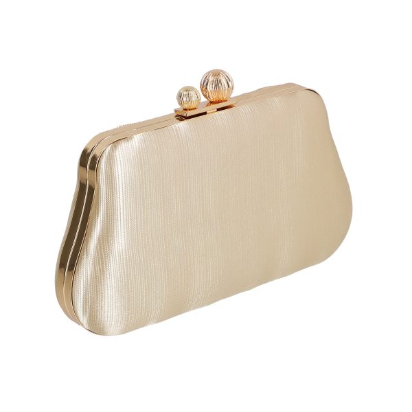 Geanta evenimente de dama din material sintetic auriu inchidere cu accesoriu metalic BS002CHM2304007 8