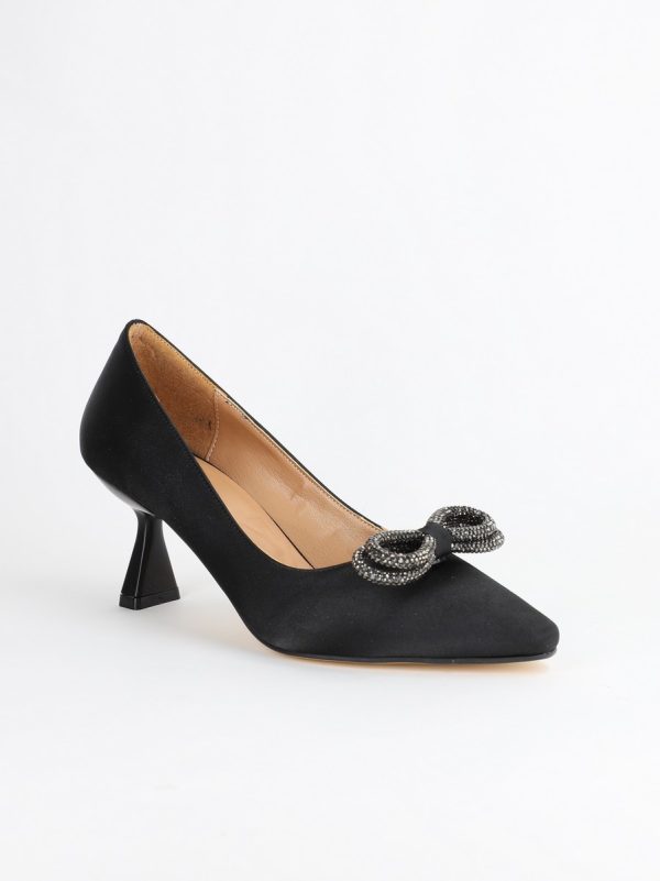 Pantofi dama cu toc subtire negru cu pietre - BS20AY2304154 5