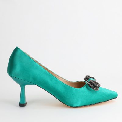 Incaltaminte Dama - Pantofi dama cu toc subtire verde cu pietre - BS20AY2304155
