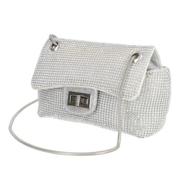 Clutch Argintiu - Geanta evenimente femei tip plic material moale argintiu cu cristale  BS9038CL2305231