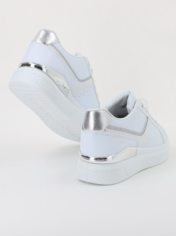 Pantof sport de dama piele eco Alb cu Argintiu BS215EV2305321 173