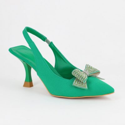 Incaltaminte Dama - Pantofi Dama cu Toc Subtire Verde cu Fundita BS604AY2304111