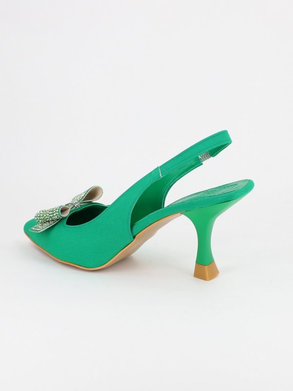 Pantofi Dama cu Toc Subtire Verde cu Fundita BS604AY2304111 8