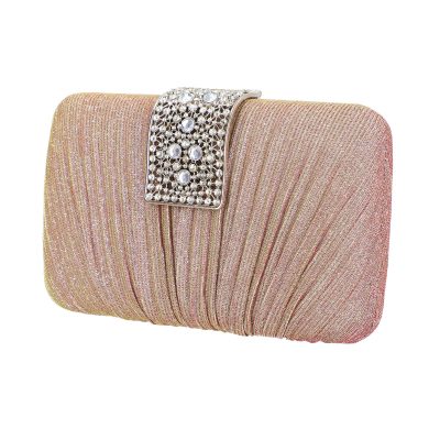 Clutch Roz - Geanta evenimente de dama din material sidefat roz inchidere cu accesoriu pietre BS8810Z2306752