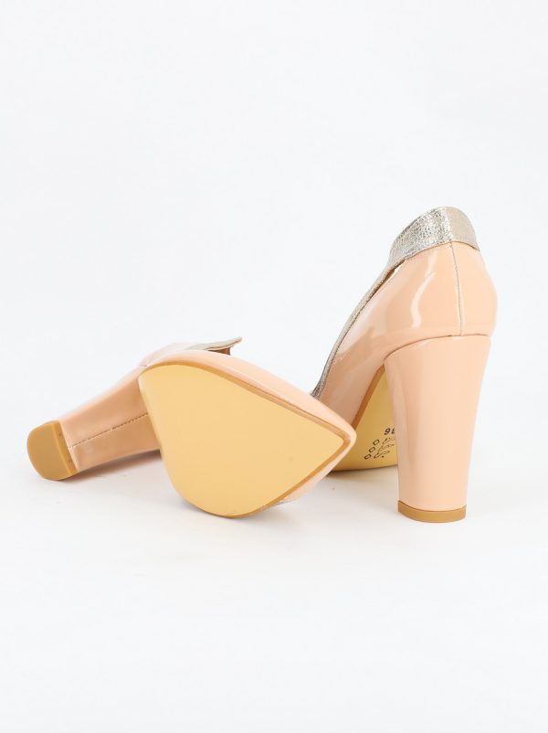 Pantofi Dama cu Toc ascutit Piele Eco Bej-Auriu (BS984PT2305412) 5