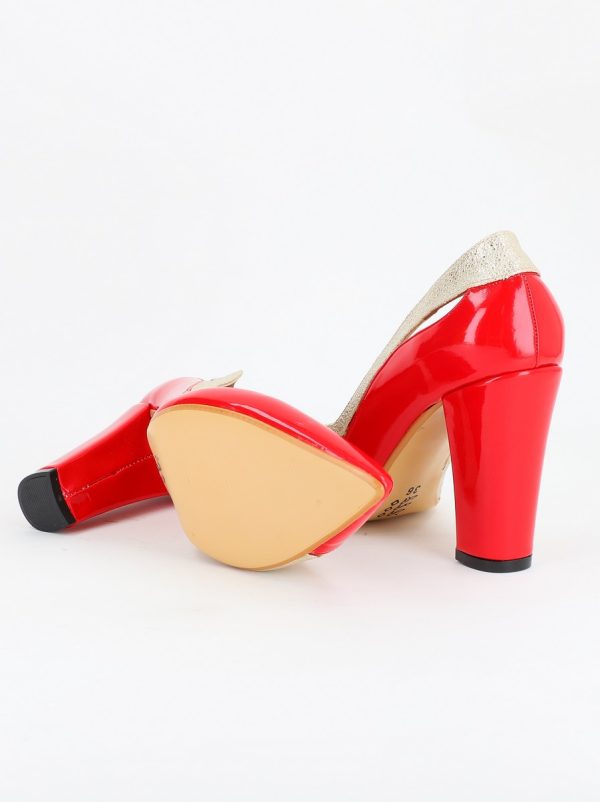 Pantofi Dama cu Toc ascutit Piele Eco Rosu-Auriu (BS984PT2305414) 5