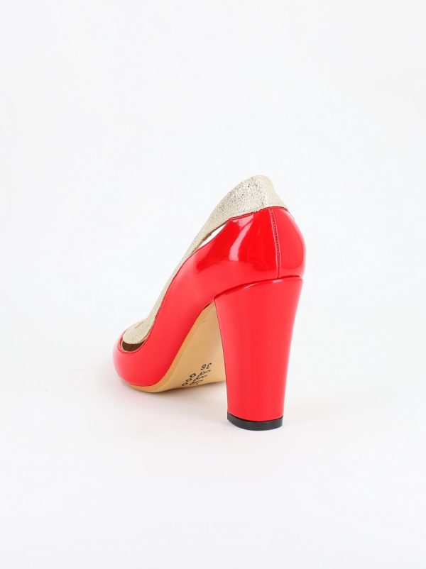 Pantofi Dama cu Toc ascutit Piele Eco Rosu-Auriu (BS984PT2305414) 6