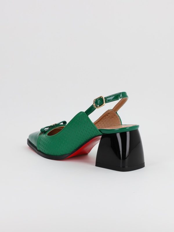 Pantofi Dama cu Toc gros Varf Rotund Piele Eco Verde (BS550AY2305507) 6